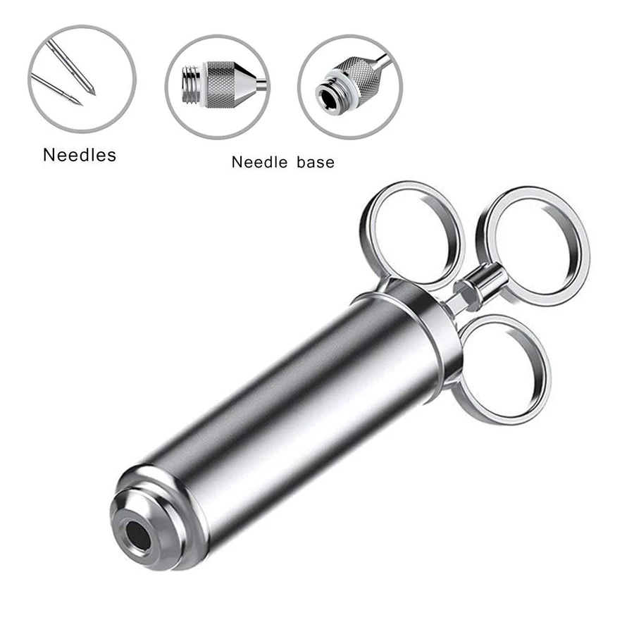 Grill 2-oz Marinade Seasoning Injector Turkey Meat Injectors Stainless Steel Cooking Syringe Injection With 2-5 Needles