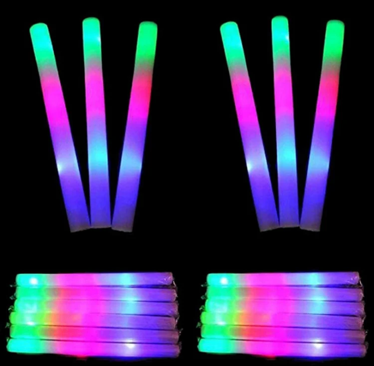 Flashing Colorful Led Foam Stick Multi Color Changing Foam Baton Led Light Up Glow Stick