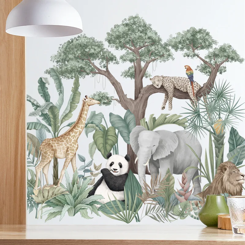 Kids Room Decoration Cartoon Jungle Animal African Forest Wall Sticker