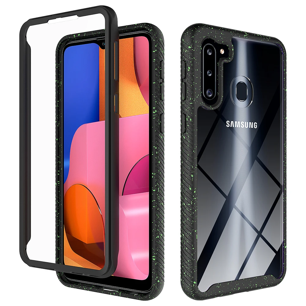  Защитный чехол со встроенным экраном для Samsung A01 A11 A21 A51 A71 A70E прозрачный мобильного
