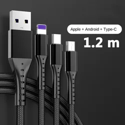 6A 66W Fast Charging 3 in 1 Cable  Micro  Cable Type C USB C Data USB Cable