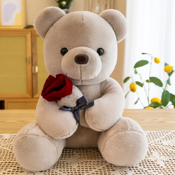 20cm40cm50cm Wholesale Cute Soft White And Brown Plush 40cm Sitting High Stuffed Valentine Teddy Bear Toy