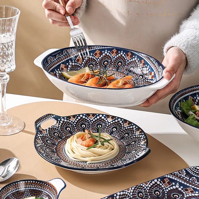 Wholesale Bohemia Style Special Shaped Porcelain Tableware Bowls Dinner Plate
