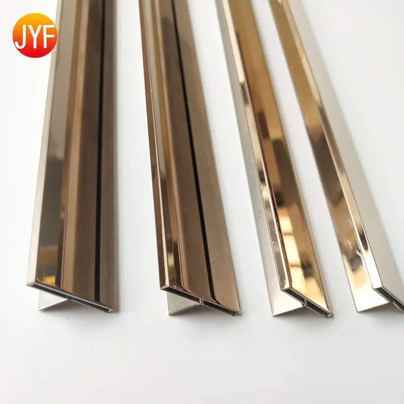JYFA5107 Decorative Brushed Wall Skirting Metal Strip T Shape Tile Trim 201 Stainless Steel T Profile Ceiling Skirting