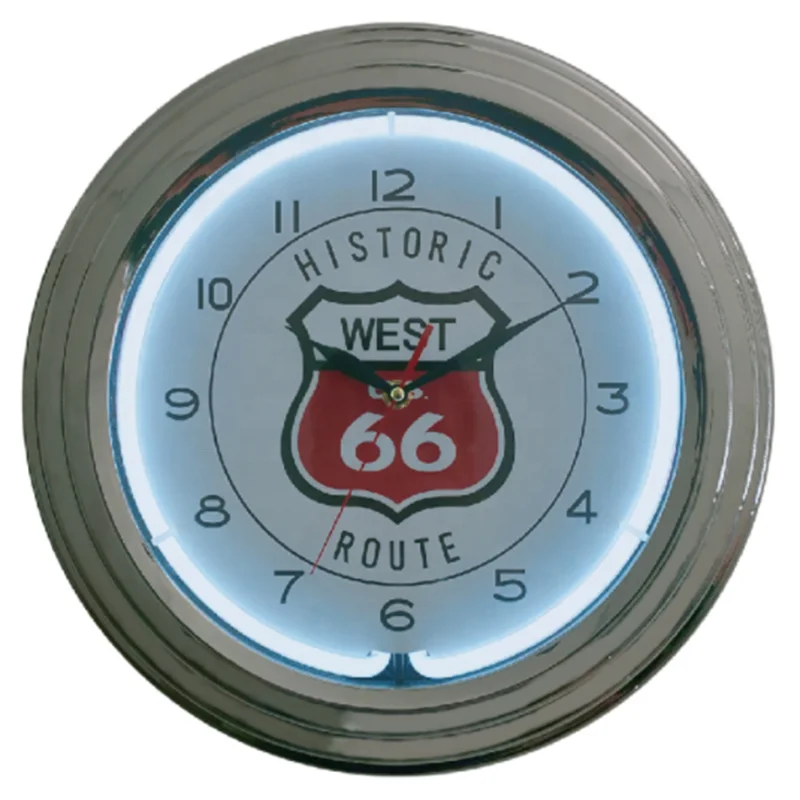 Неоновые Настенные 3d-часы 18 дюймов в стиле Америка Route 66 винтажные неоновые с циферблатом для бара гостиной