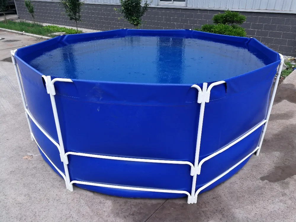 PVC tarpaulin fishing tanks galvanized pipe fishponds 0.9mm 1.2mm 1.5mm tarpaulin farming traps aquaculture system device
