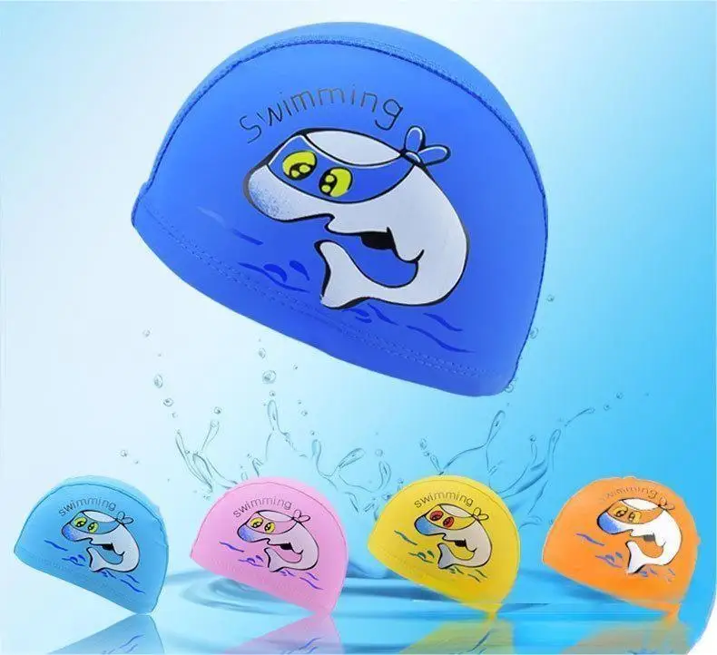 Kids swimming hat comfortable waterproof pu coating swimwear accessories children swim hats