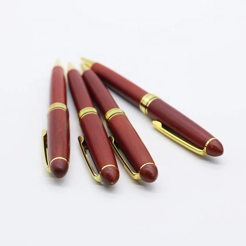 Promotional vip gift eco friendly red luxury wooden ball pen with box set