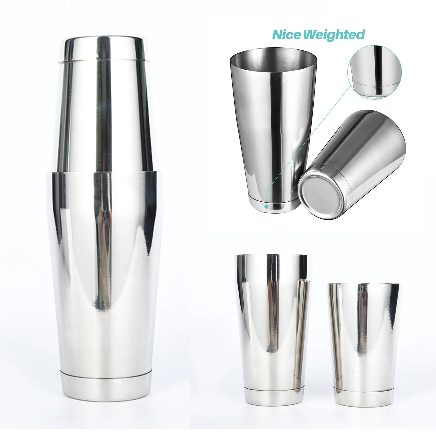 750/600ml Full Cocktail/Bar/Boston Shaker two Pieces Bar Serving Set Mixing Shaker Professional Bartender 2 in 1