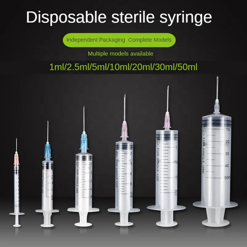 Disposable Sterile Injection 1cc 2.5ml 5ml 10ml 20ml 50ml Medical Plastic Syringes With Needle