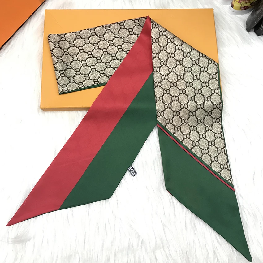 Hair Scarf Fashion Tie Bag Handle Silk Scarf Small Ribbon Decorative Ladies Scarf