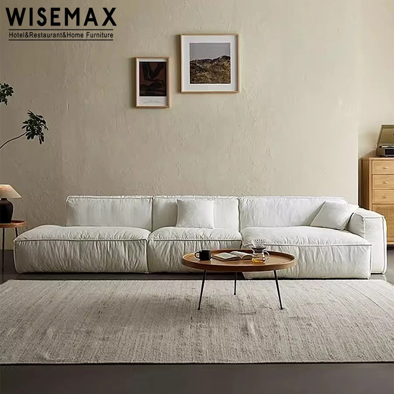 WISEMAX современный диван для гостиной удобный с перьями индивидуальный секционный в форме белой ткани
