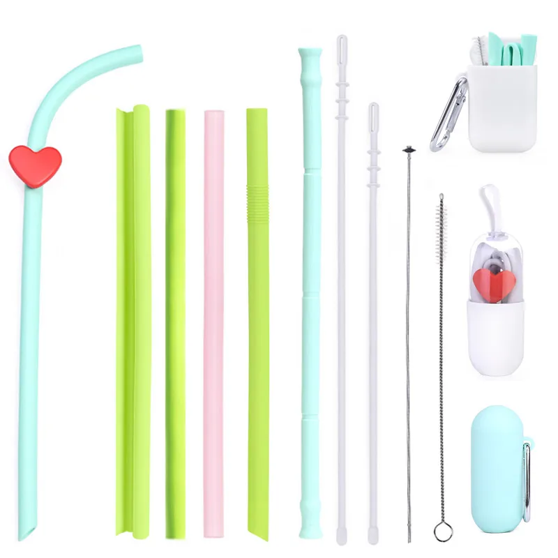 
2021 best seller Food Grade Lfgb Colorful Reusable Portable Drinking Silicone Straw 