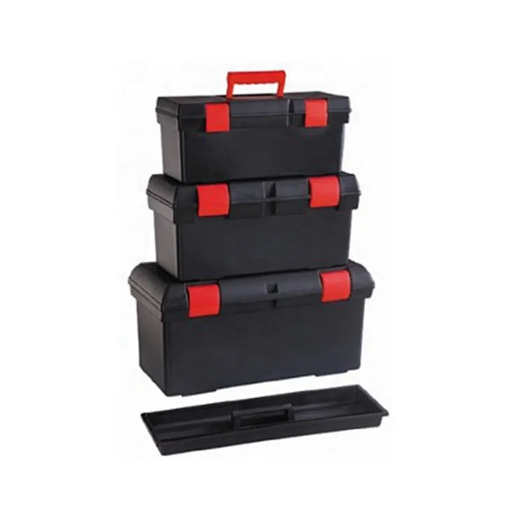 3 предмета в комплекте, пластикового картона с съемными частями пластиковый ящик для хранения инструментов коробка со стальной замок из жесткого пластика с прокатки водонепроницаемый ящик для инструментов