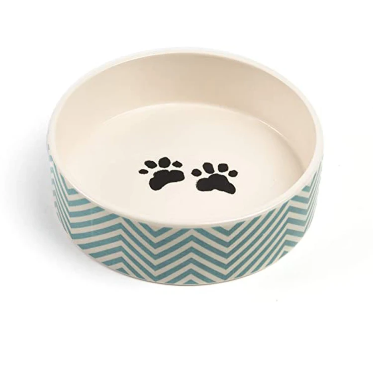 Full Printing Custom Logo Large Pet Feeder Ceramic Dog Bowl for Dogs Bowls, Cups Round Shape Porcelain & Pails Ciotola Dog Inox