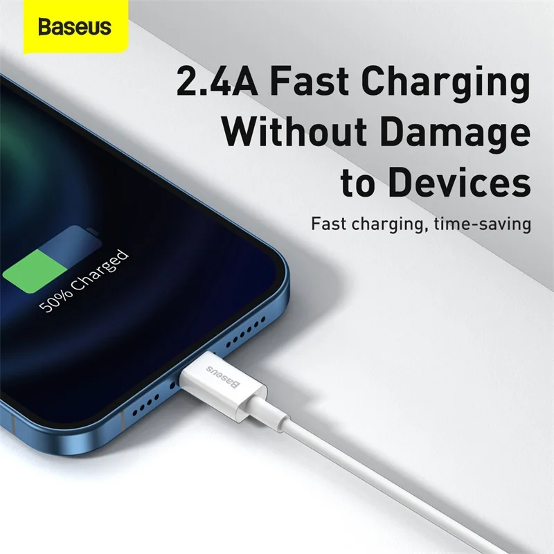 High quality OEM ODM High speed  Fast Charging Data Cable USB to iP 2.4A fast charging usb c cable for baseus