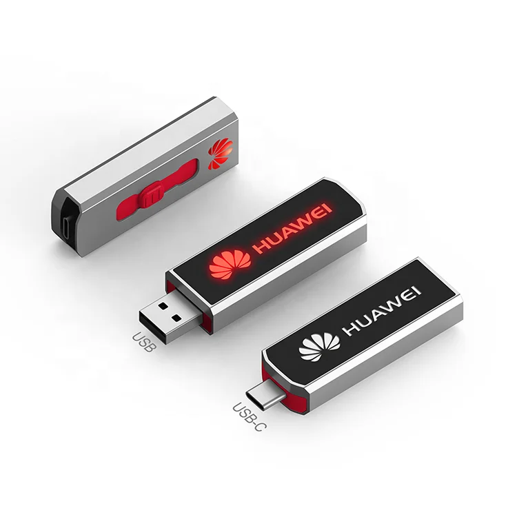 2022 Innovative ideas Metal slide Type-C LED USB drive 2 in 1 usb Type-C usb flash for Mobile Phones