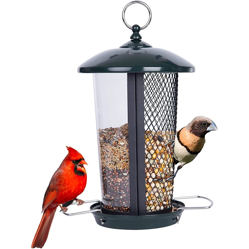 2 in 1 Bird Feeders for Outside, Hanging Metal Bird Feeder for Finch Cardinal