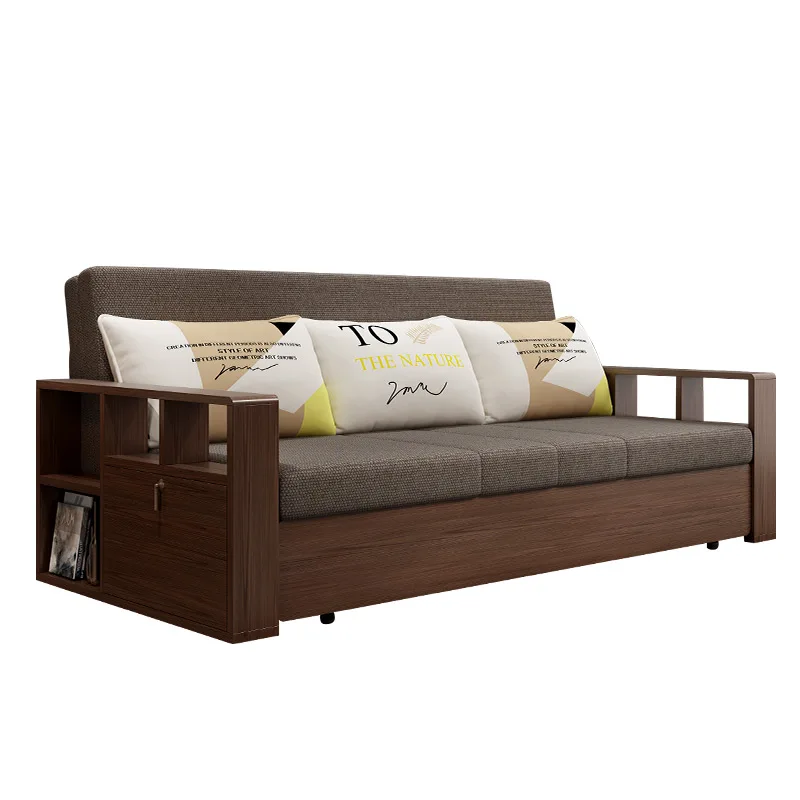 2021 new solid wood armrest living room sofa bed foldable storage sofa bed bedroom furniture made in China