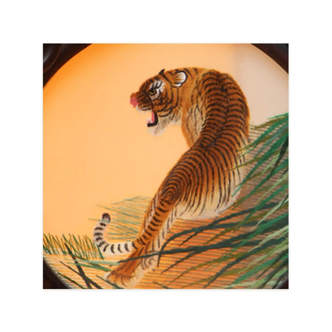Shu Embroidery tiger and leopard  Pictures Double-sided embroidery Black With Brown Ornaments Intangible Cultural Heritage