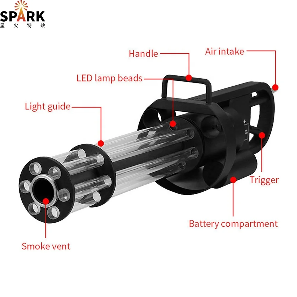 SP  Led Co2 Gatling Party Gun Handhold Gatling Co2 jet Machine for night club party and disco