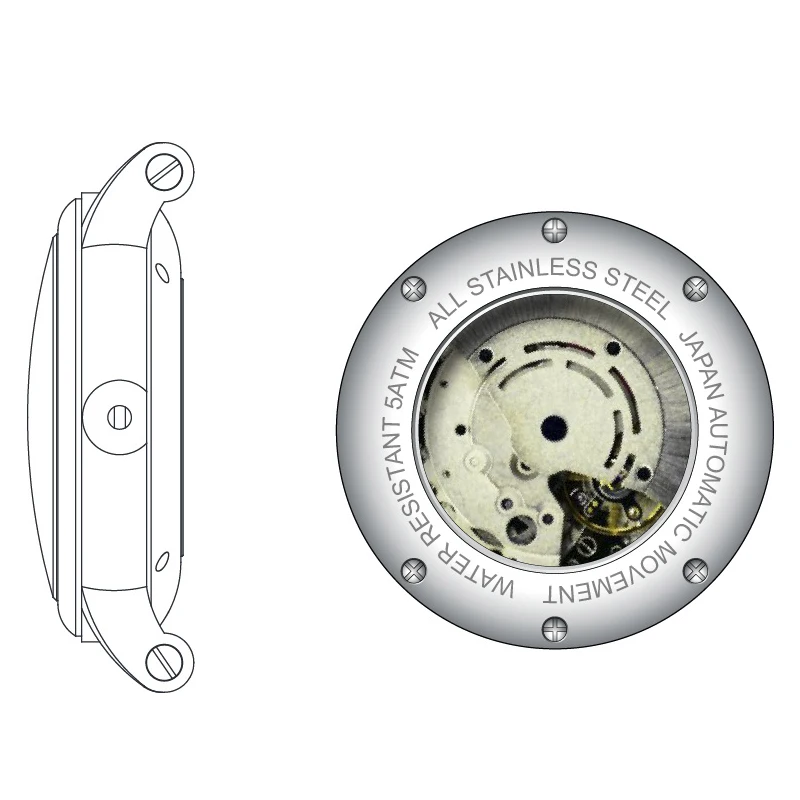 High quality 5 ATM water resistant all stainless steel custom mens watch