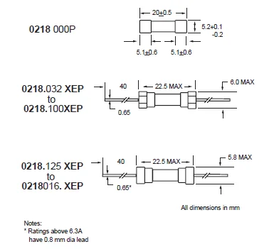 Littelfuse 0218.100MXP стеклянный предохранитель 100mA 0.1A 250V 5x20 мм медленно плавкий