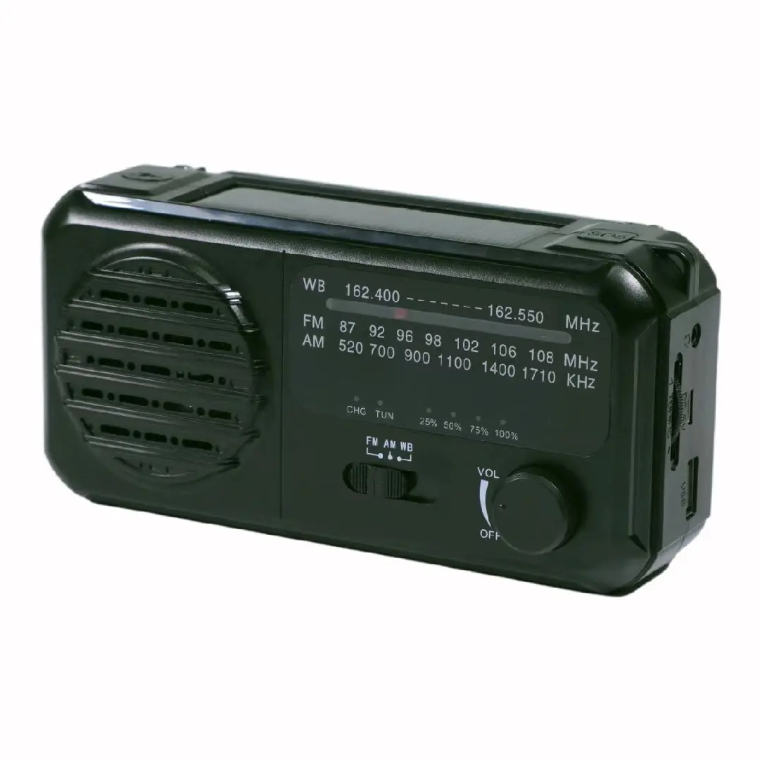 Emergency Flashlight Radio with smart phone charger AM/FM/WB radio LED light with mobile phone charger