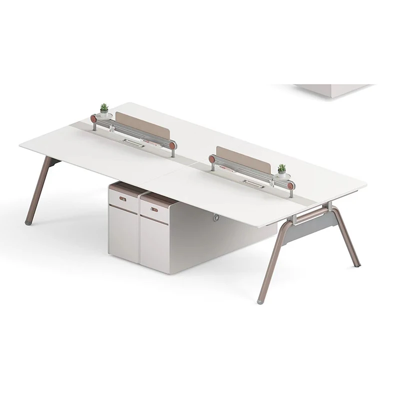 Whole House Customization Foshan Factory Hot Sell Modern Office Furniture White-4-Person-Workstation