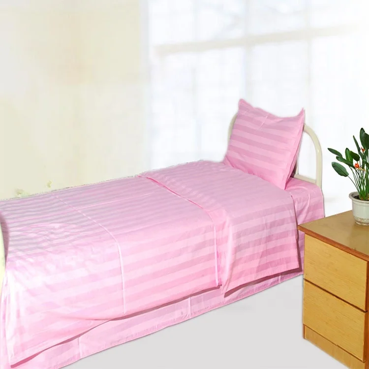 Nursing home textile bedding set pure color cotton four-piece bed sheet