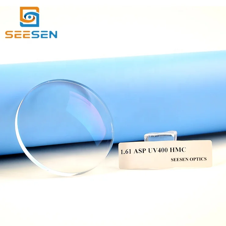 1.61 ASP UV400 eyeglasses prescription lenses cr39 HMC/SHMC coating single vision optical lens