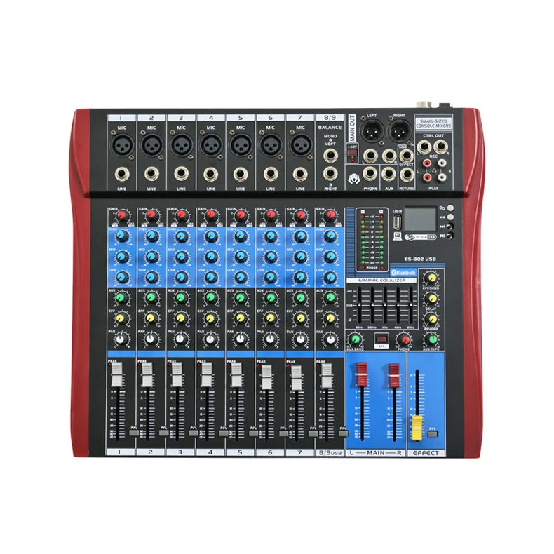 TEBO 8 Channel audio  Mixer Professional Audio interface studio dj mixing use party