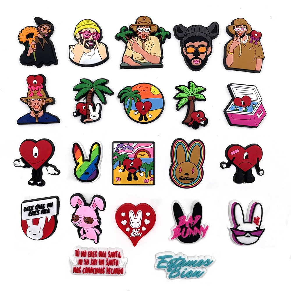 New Arrival 2022 Wholesale Soft PVC Bad Bunny Cartoon Anime Cat Croc charms Shoe bracelet for Shoe Decoration