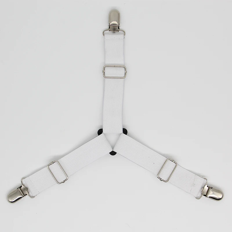 Bed Sheet Holder Straps Fasteners Adjustable Triangle Elastic Suspender Mattress Corner Clips With Heavy Duty Grippers