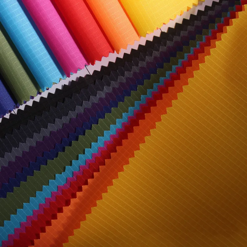 Tela 190T/210T/230T/260T Coated with PA PU PVC Polyester Waterproof Plaid Taffeta Fabric for Tent Bag Lining