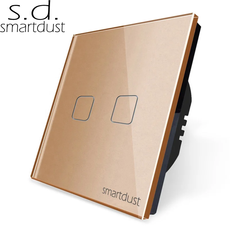 Smartdust EU 2 Gang 3 Way Stair емкостный сенсорный выключатель из закаленного стекла для стены Tactil Vias Light