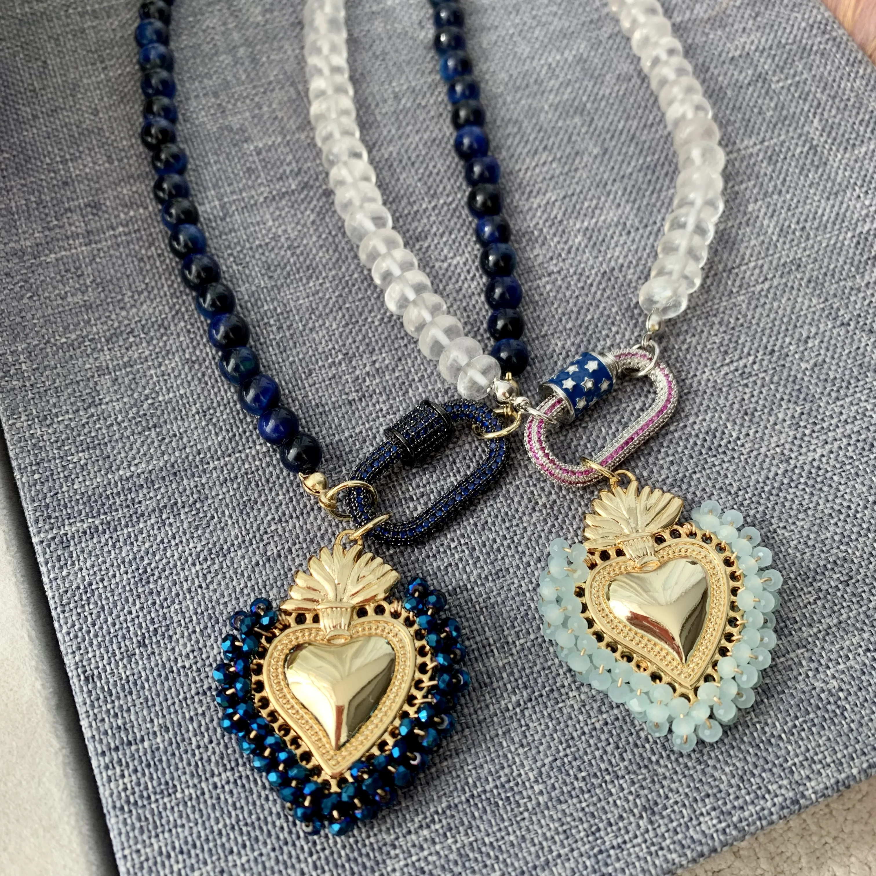 LS-C2665 Beautiful round beads necklace daily wear lapis necklace for men clear quarts necklace hot sale jewelry