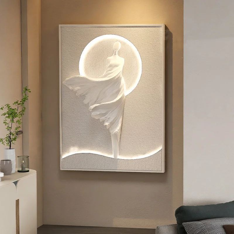 Modern Vertical Version Hanging Painting Abstract Art Decorative Painting Living Room Porch Led Atmosphere Light Painting