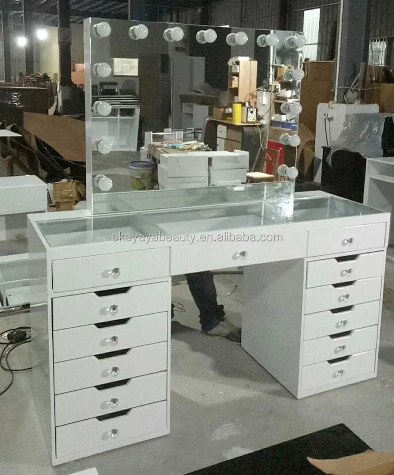 Wedding shop salon furniture vanity table decorative dressing tables cosmetic makeup mirror station for sale