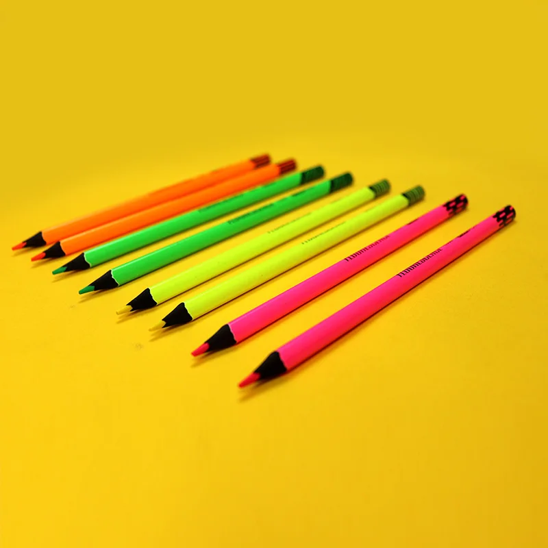 Accept OEM black wood fluorescent pencils each box contains four colors drawing color pencil set