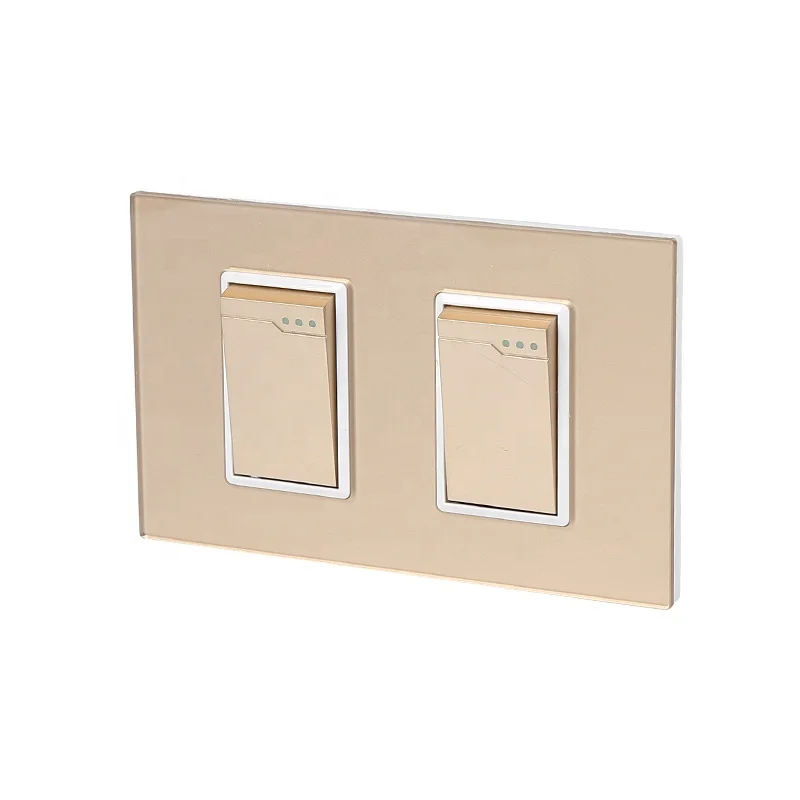 European Union British Standard Home Wall Socket Button On/Off Light Switch, 2 gang 1 way wall switch