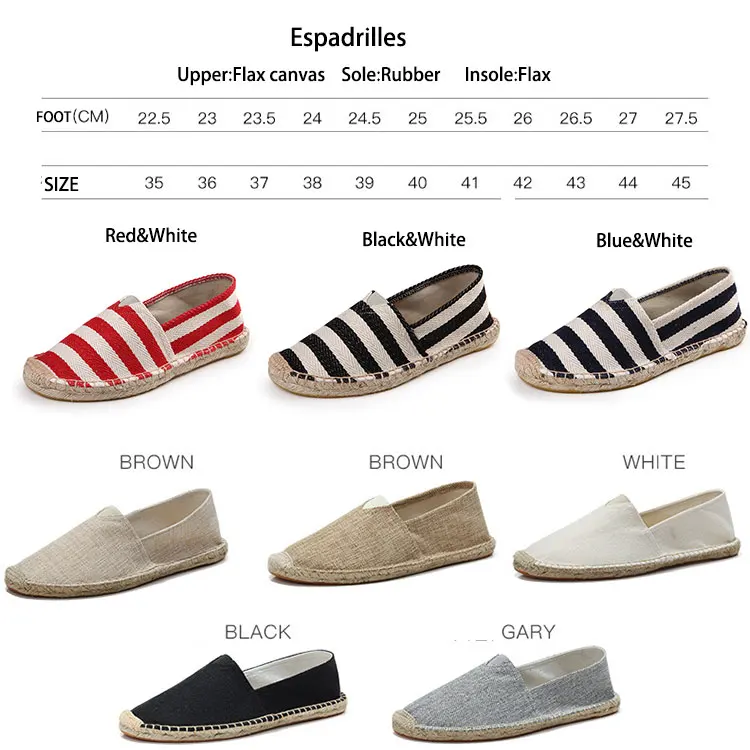 Factory Direct Spring Canvas Customized Logo Walking Style Shoes Mens Womens Espadrilles