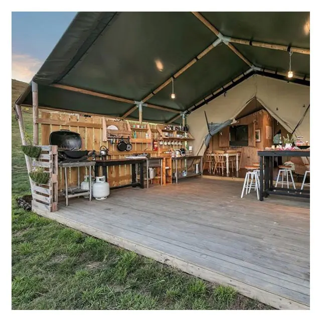 Outdoor camping tiny house wood mountain wild tende da safari canvas survival living resort glamping hotel lodge luxury tent