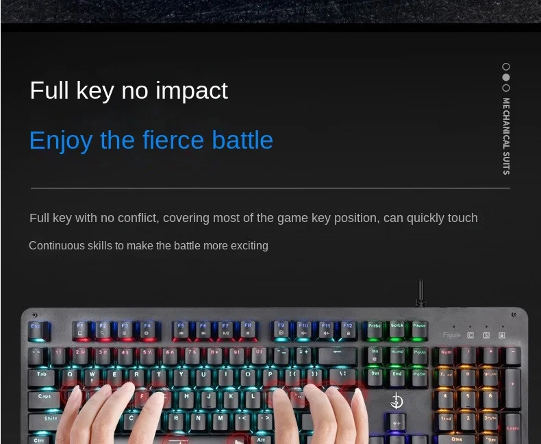 Hot selling OEM104 key wired high DPI RGB green axis keyboard and mouse set