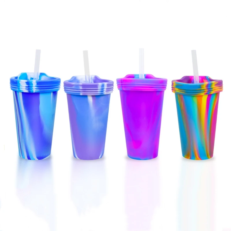 Silicone Pint Glasses Unbreakable & Reusable 16-ounce Silicone Cups For Indoor & Outdoors Straw Tumblers Classic Business Gifts