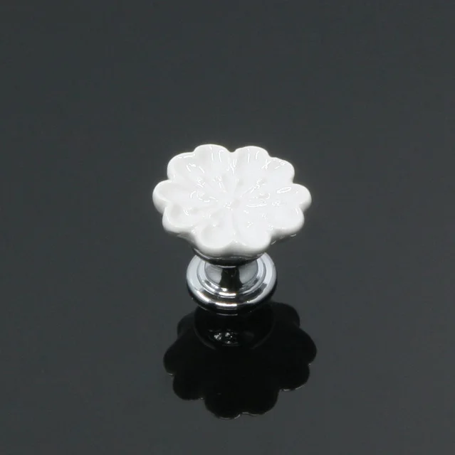 China New Style Vintage Chrom Magnolia Metal Crystal Glass Cover Funiture kitchen door cabinet drawer knobs & handle