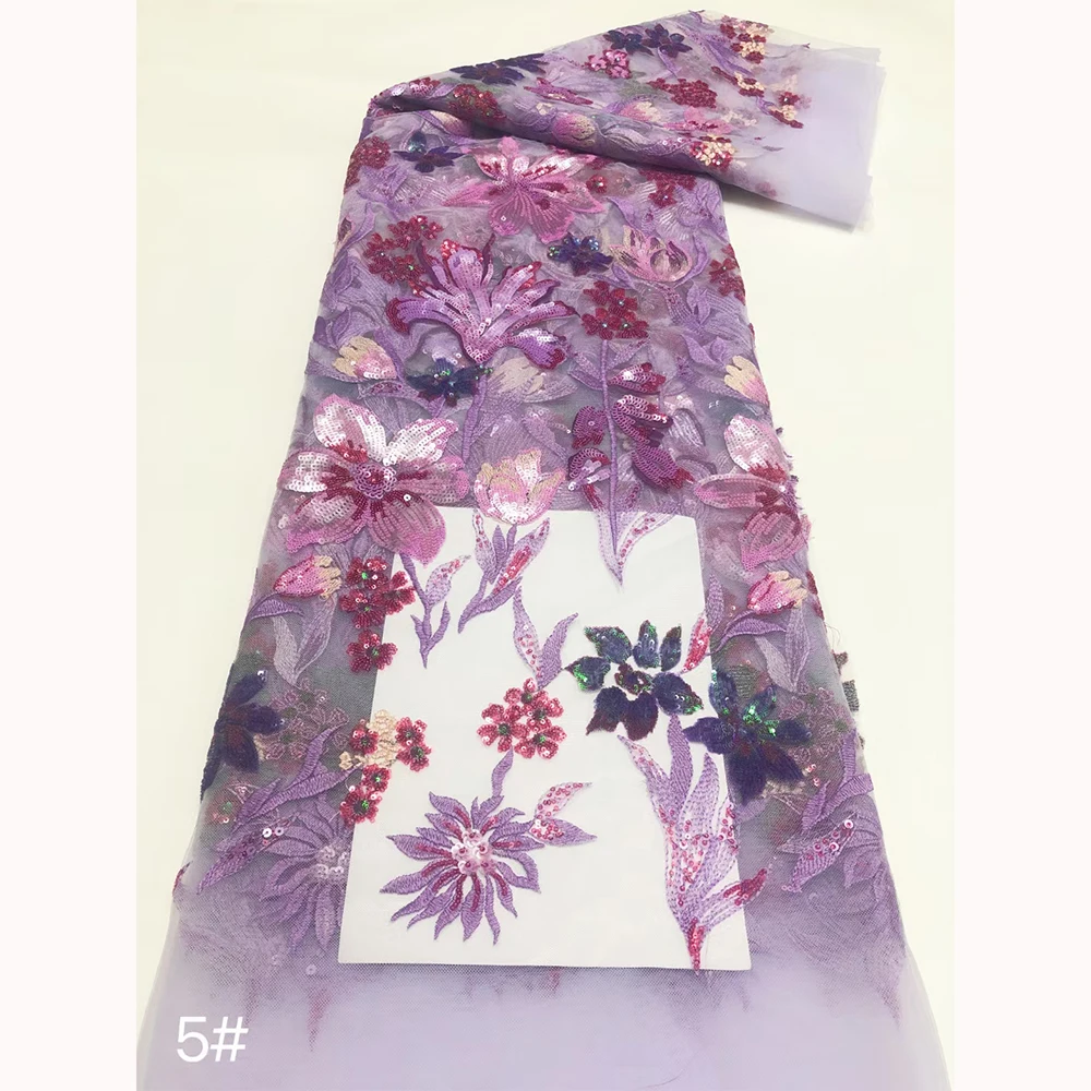 Factory wholesale beautiful flower sequin tulle textile fabric embroidery net lace for dress