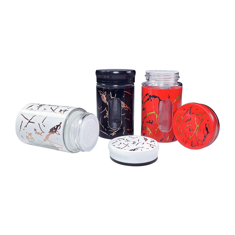 75ml Round Glass Seasoning Bottle with Plastic Cover Glass Spice Jar with Clear Window Empty Salt Bottle