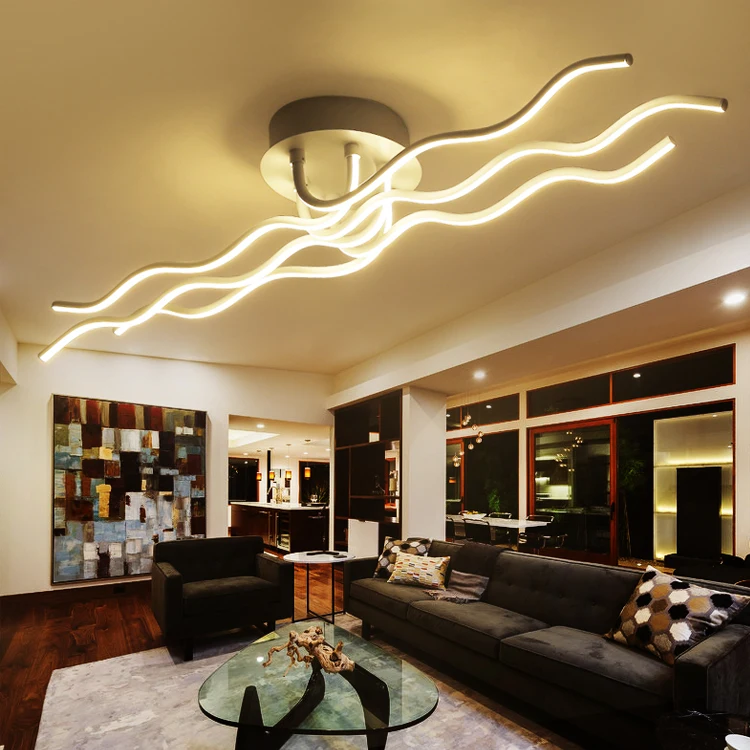 Living Room Led Acrylic Ceiling Lighting Lamps & Wave Shape Fixture Banquet Hall Designs