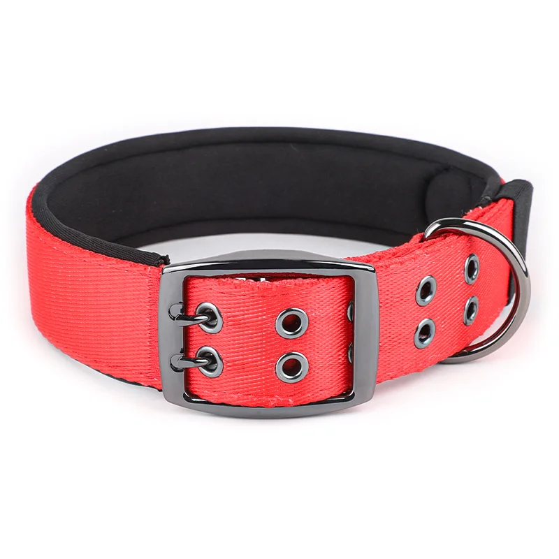 New pet products neoprene padded custom rubber logo adjustable nylon metal pin buckle large dog training  collar